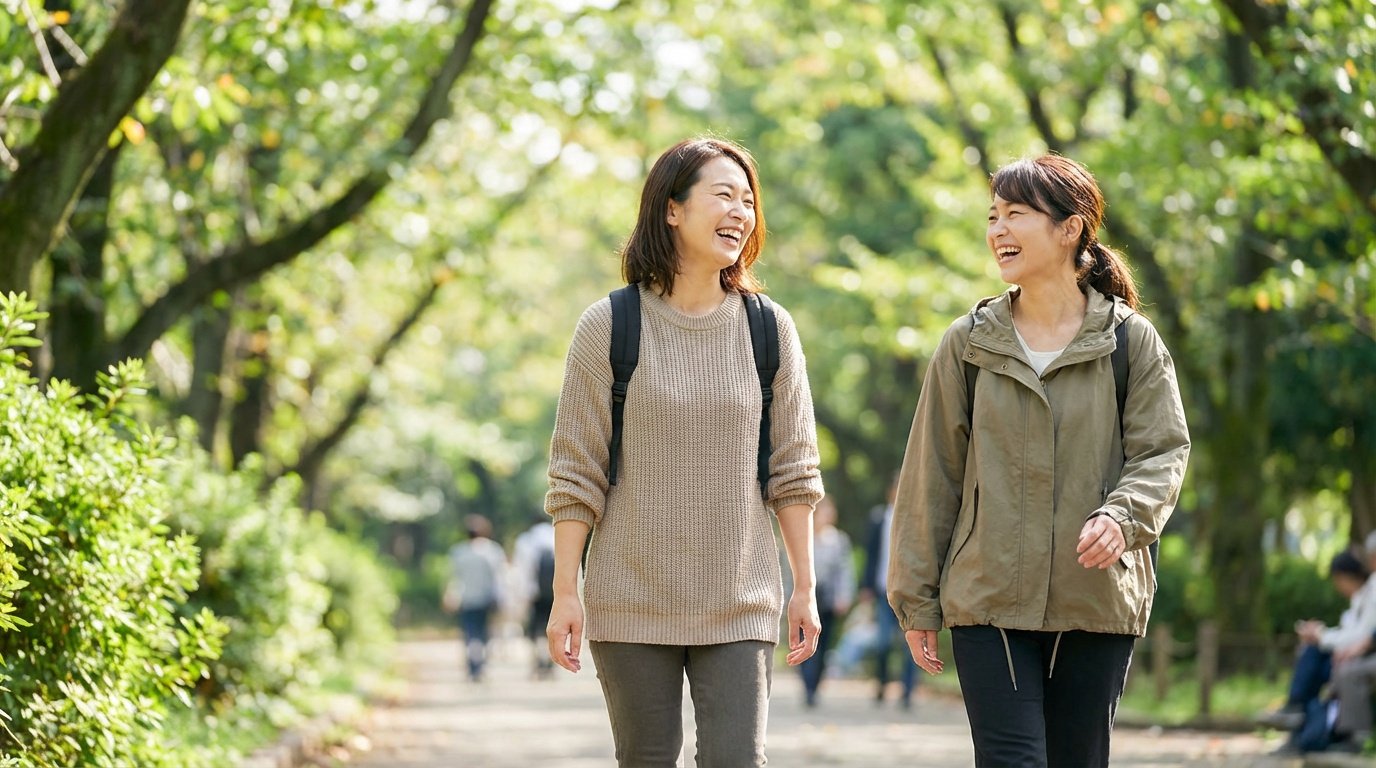 友人と外で活動を楽しむイメージ